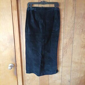 Lisa International Black Suede Leather Midi Pencil Skirt Women’s Small career